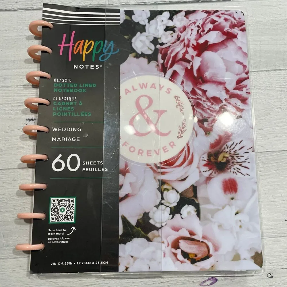 Happy Planner dotted lined‎ notebook wedding theme